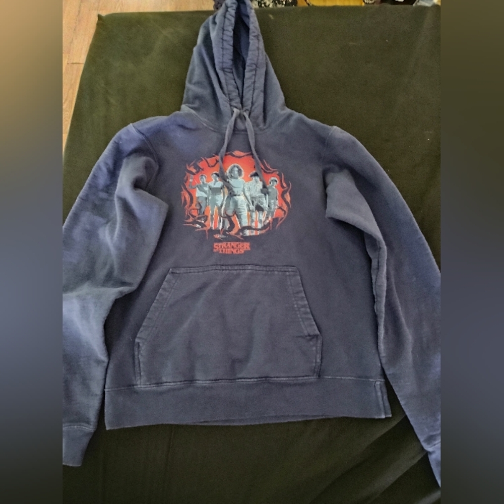 Stranger Things Cotton Hoodie With Front Pouch Hand Pocket Size Small